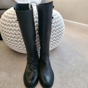 Vince Camuto Black Genuine Leather Boots Buckles Size 9 39